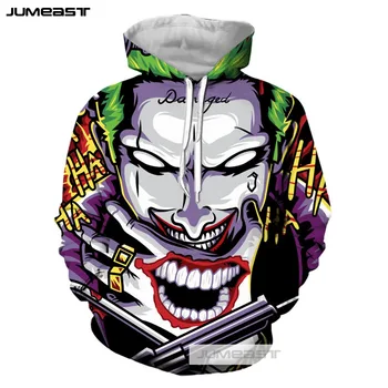 

Jumeast 3D Printed Personality Horror The Joker Men/Women Hoodies Funny Expression Hooded Sweatshirt Long Sleeve Sport Pullover
