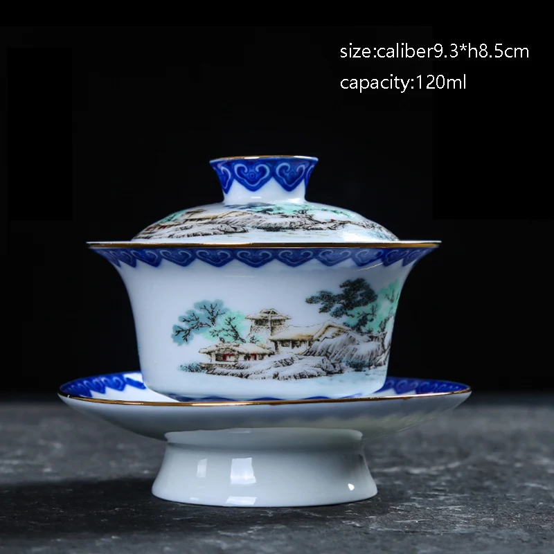 Цзиндэчжэнь Винтаж узор Керамика фарфор Gaiwan Китайский кунг-фу Чай горшок крышкой блюдце Office Kit Чай чайник кружка для Семья подарок - Цвет: G