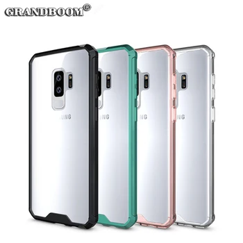 

100pcs Transparent Shockproof Acrylic Case For Samsung S10 E S9 S8 Plus S7 S6 Edge Note 9 8 Soft Silicone Frame PC Clear Cover