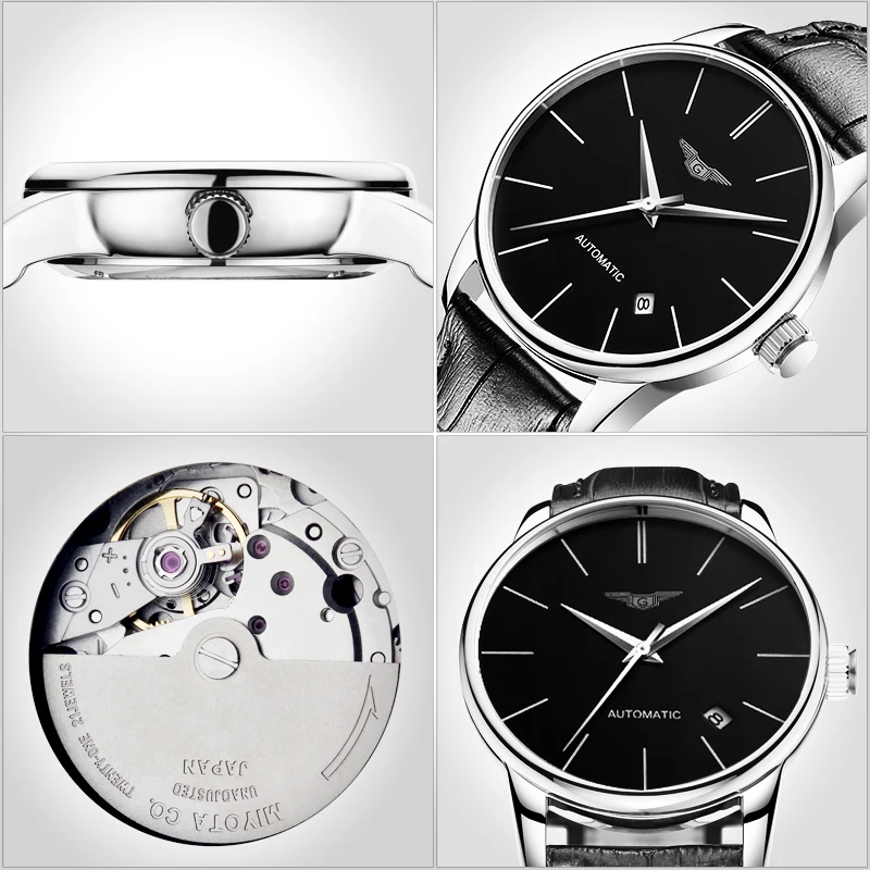 Качественные мужские часы GUANQIN, топ класса люкс, брендовые автоматические механические часы Hardlex, водонепроницаемые часы, кожаные мужские наручные часы