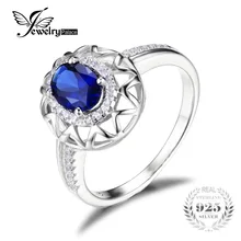 Jewelrypalace diseño único 1.2ct azul creado anillo de zafiro para las mujeres auténtica plata de ley 925 joyas de plata para las mujeres regalo