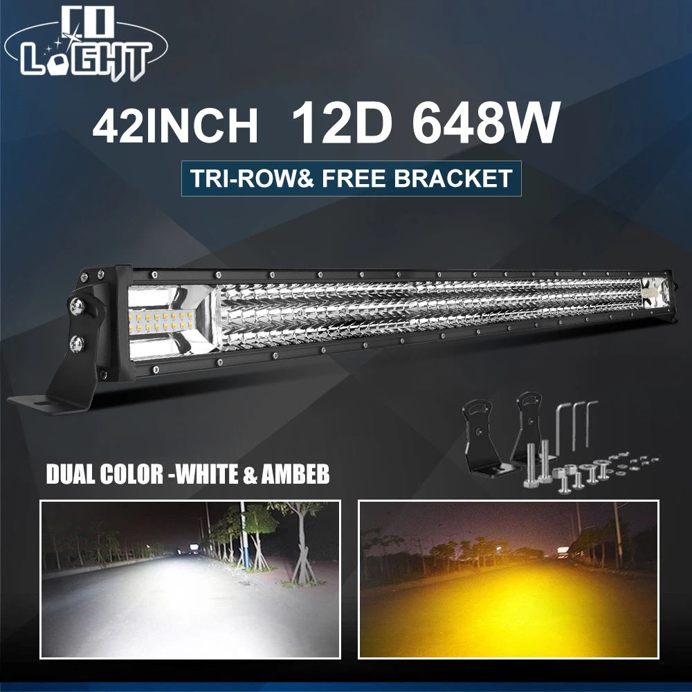 

CO LIGHT 42inch 12D Led Light Bar 648W Strobe Work Light 12V Combo Led Bar 6500K 3000K for 4x4 Trucks Jeep Offroad Driving Light