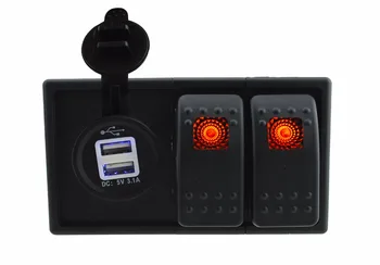 

IZTOSS DC 12V/24V LED Digital 3.1A dual USB charger Socket with rocker switches jumper wires and housing holder