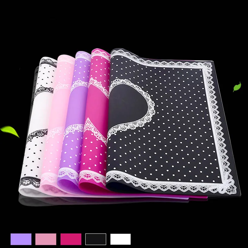 Nail Art Tips Practice Silicone Table Cover Mat Pad Point Lace Printing