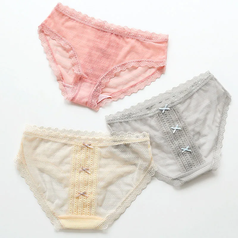

CIM Transparent mesh underwear, women's lace, pure cotton, sexy low waist, women's briefs, bottom pants