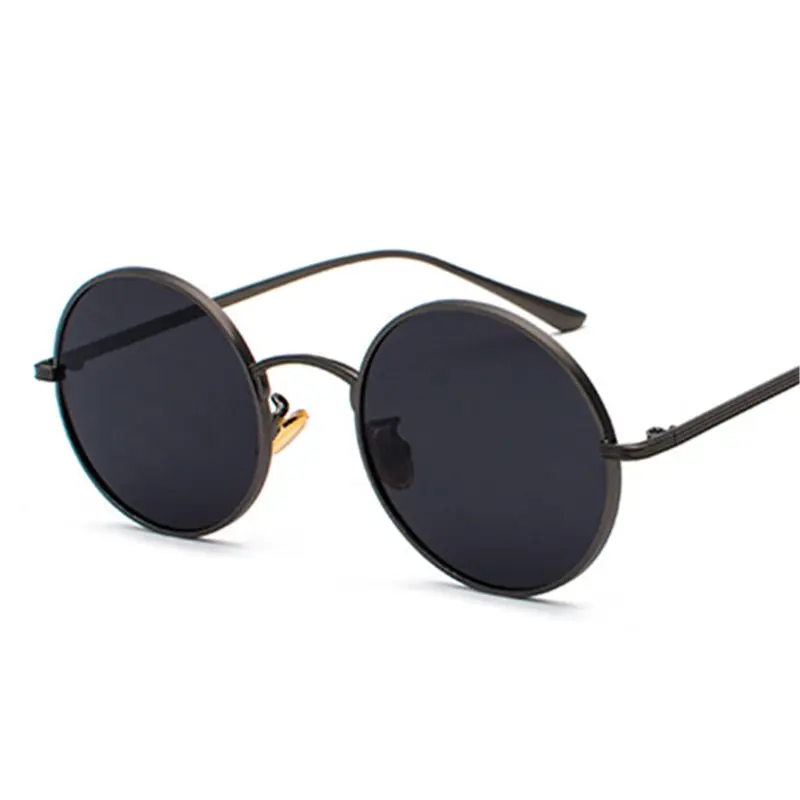 UVLAIK винтажные круглые солнцезащитные очки, женские ретро очки в стиле стимпанк, черные, красные, желтые, розовые линзы, металлическая оправа, очки с покрытием - Цвет линз: C7