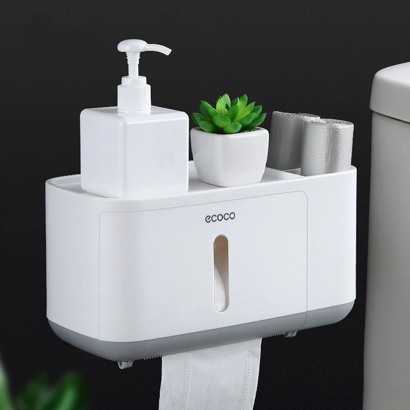 

Toilet Paper Holder With Two Storage Waterproof For Toilet Paper Bath Kitchen Toilet Roll Holder Not Drilling Paper Towel Holder