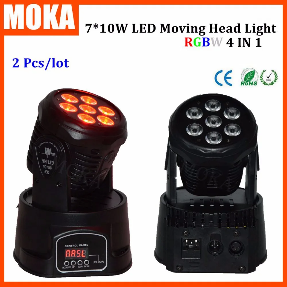 

2PCS/LOT 4 in 1 Led Bar 7*10w Moving Head Light RGBW 7 Leds Disco Wash Nightclub Rainbow Effect Projector for Wedding Show