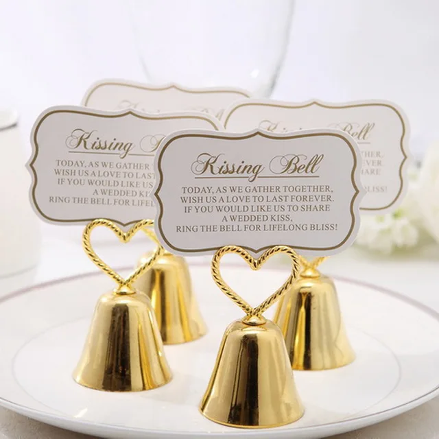 100pcs Lot Charming Gold Bell Place Card Holder Golden Wedding Party 100pcs Lot Charming Gold Bell Place Card Holder Golden Wedding Party Decoration Favors
