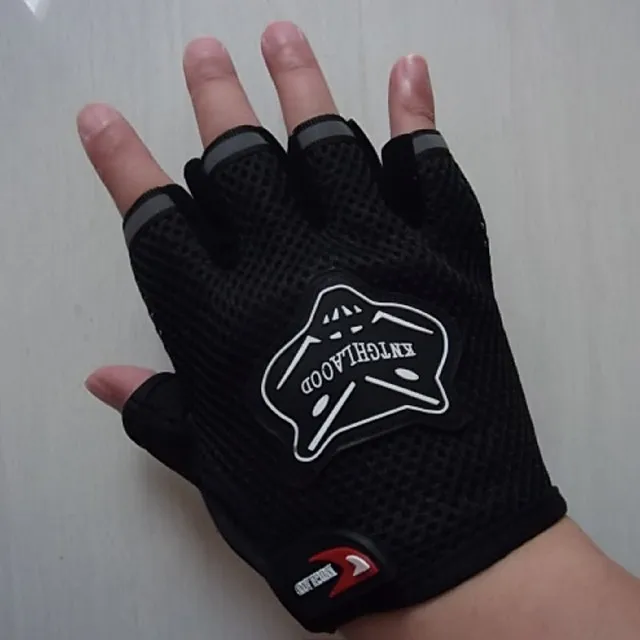 Детские перчатки для шоссейного велосипеда, дышащие перчатки для езды на горном велосипеде, MTB, велосипедные перчатки для детей, спортивные перчатки для мальчиков и девочек - Цвет: Черный