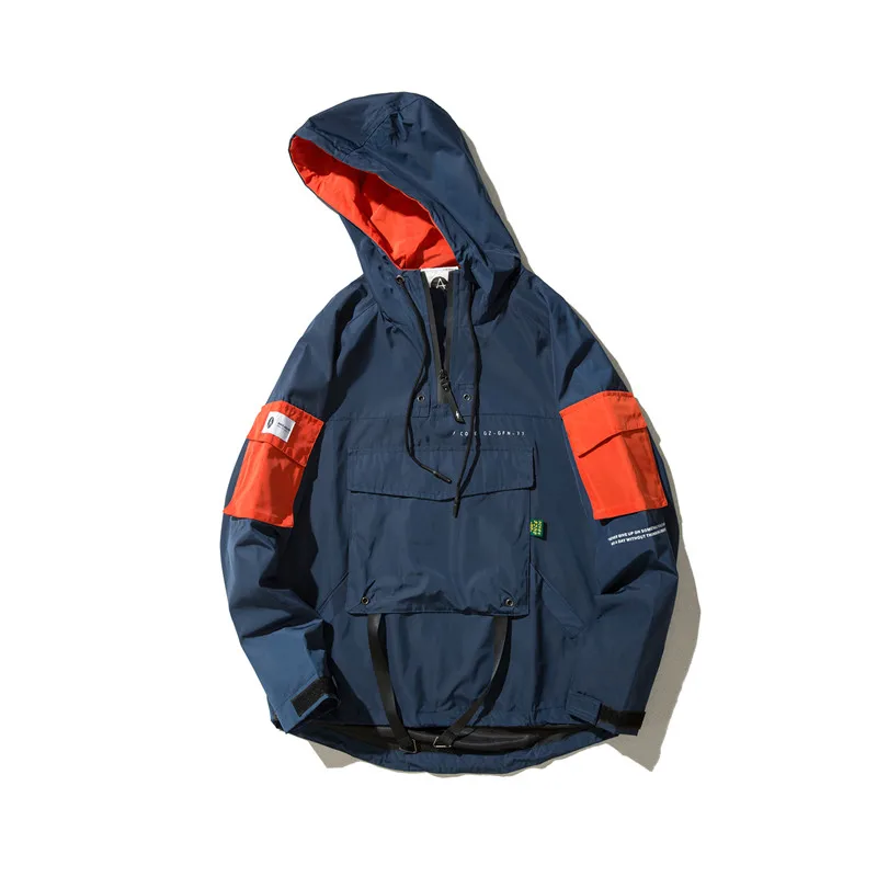 

Japanese Streetwear Jacket Men Spring Autumn Patchwork Hip Hop Windbreakers Harajuku Hooded Vintage Casual Jackets and Coats