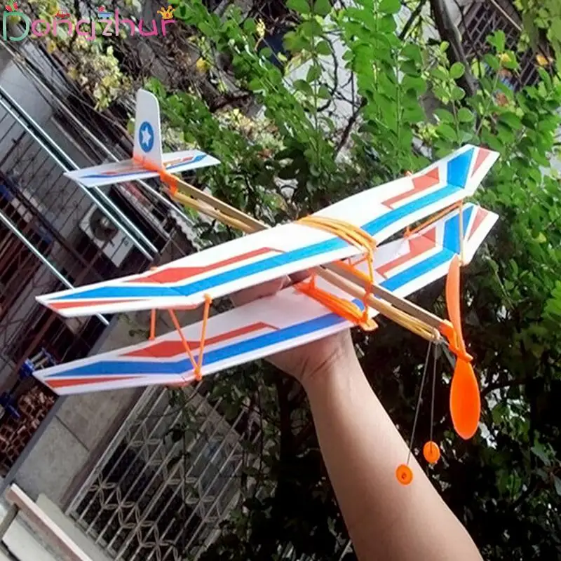 Резиновая лента самолет DIY Сборная модель вертолета крылья скользящий самолет детская головоломка модель самолета сшивание игрушки