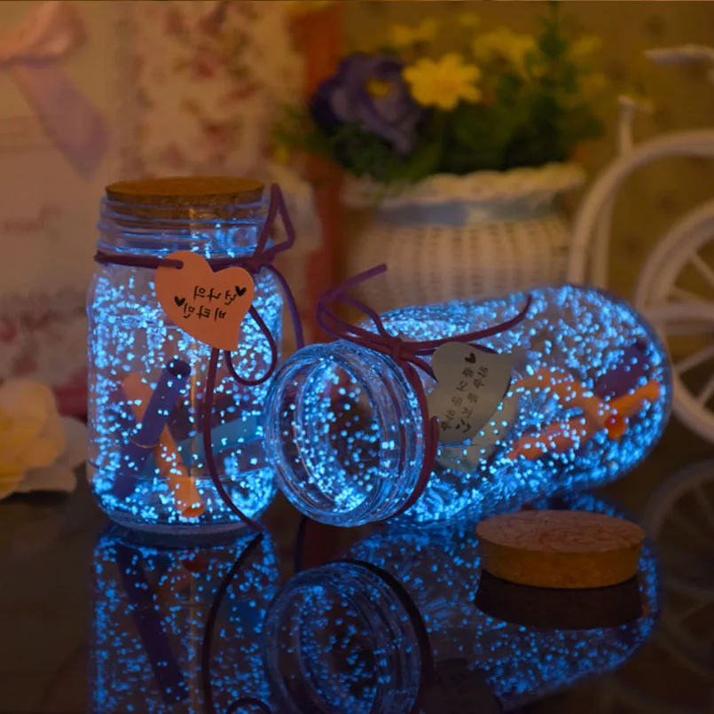 

Saleaman Glow In The Dark Luminous Noctilucent Sand Paint Fluorescent Party DIY Star Wishing Bottle Fluorescent Particles Gifts