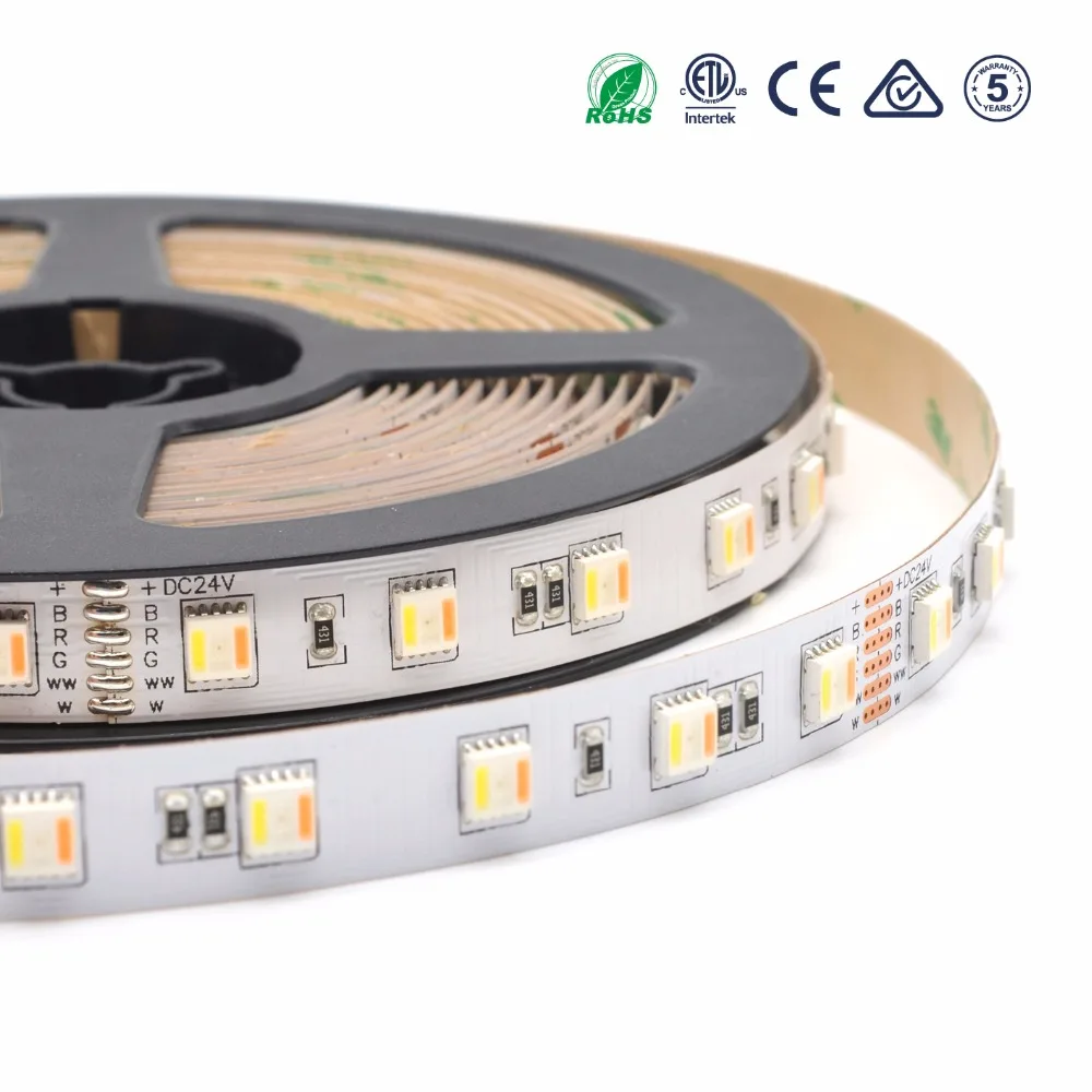 

RGBCCT LED Strip RGB White+Warm White, 5 Color in 1 LED Chip,60 LED/M IP20 IP65 IP67 Waterproof LED Tape 12V 24V SMD5050 ST3