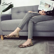 Silentsea/пикантные леопардовые женские туфли на плоской подошве; модные универсальные туфли с острым носком; женские туфли лоферы; повседневная женская обувь