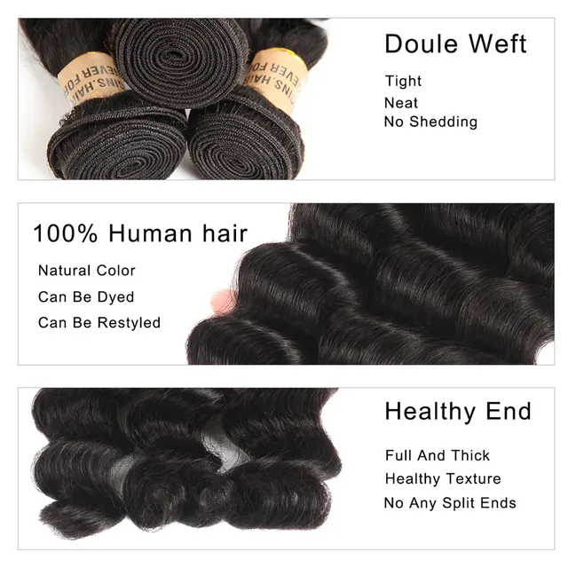 Mechones de cabello humano Remy, mechones de pelo suelto peruano de ondas profundas, 3 mechones, 8, 10, 12, 14, 16, 18, 20, 22, 24, 26 y 28 pulgadas, Color Natural Mechones de cabello humano Remy, mechones de pelo suelto peruano de ondas profundas, 3 mechones, 8, 10, 12, 14, 16, 18, 20, 22, 24, 26 y 28 pulgadas, Color Natural