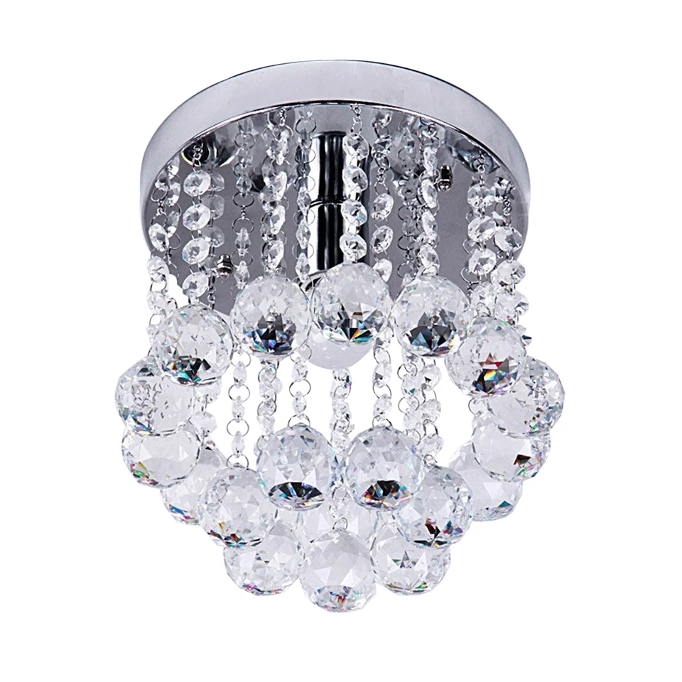 

Fashion LED Crystal Ceiling Lights Mini Modern Rain Drop Lighting Crystal Ball Fixture E14 Pendant Ceiling Lamps