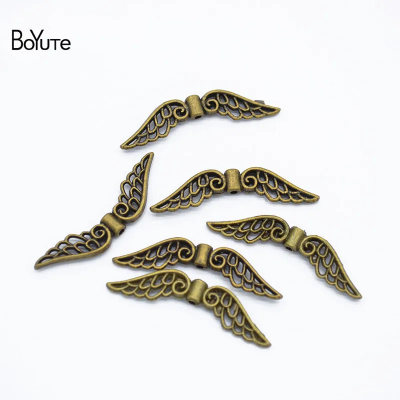 BoYuTe (100 PiecesLot) 318MM with 1MM Hole Metal Alloy Angel Wing Beads Diy Hand Made Jewelry Accessories Wholesale (4)