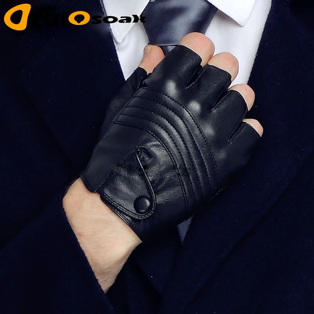 

Fahion 1Pair Half Finger Driving Women Fashion Gloves Pu Leather Fingerless Gloves Black Womens Hand Mittens Luvas R004