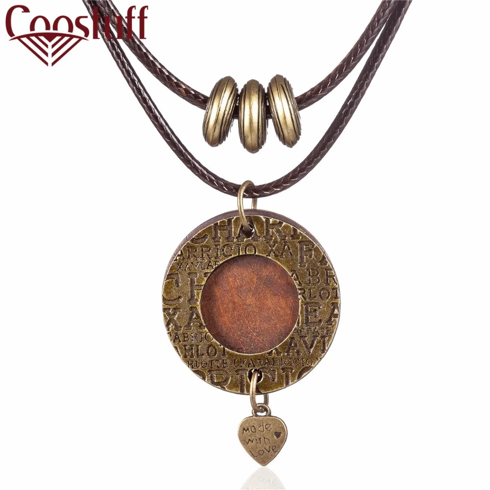 

2019 New Coming statement necklaces & pendants wooden circle heart pendant Long necklace women collares mujer colar choker