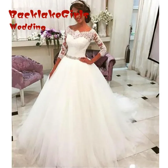 Vintage Ball Gown Long Sleeve Lace font b Wedding b font font b Dresses b font