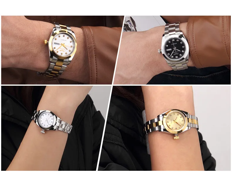 GUANQIN Gold Couple Watch Men Women Mechanical Watch Luminous Calendar Week Waterproof Rhinestones Automatic Lovers Watches (11)