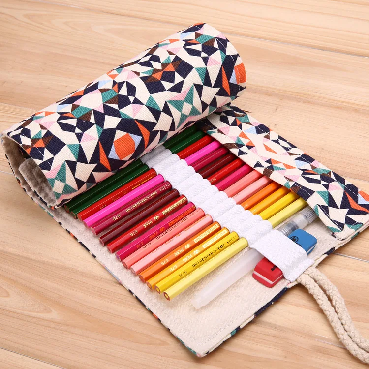 36/48/72 Holes New Handmade Cotton Canvas Colors Pencils Case Wrap Roll