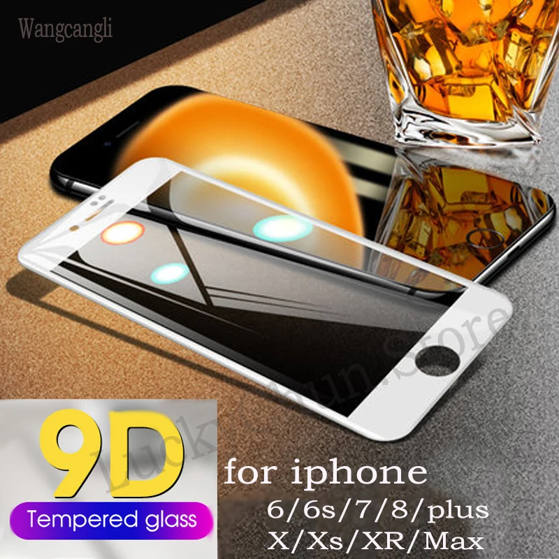 

9D Tempered Glass on for iPhone X 6 6s 7 8 Plus Xs protective Glass iPhone 7 Screen Protector iPhone 8 Xr Xs Max Tempered Glass