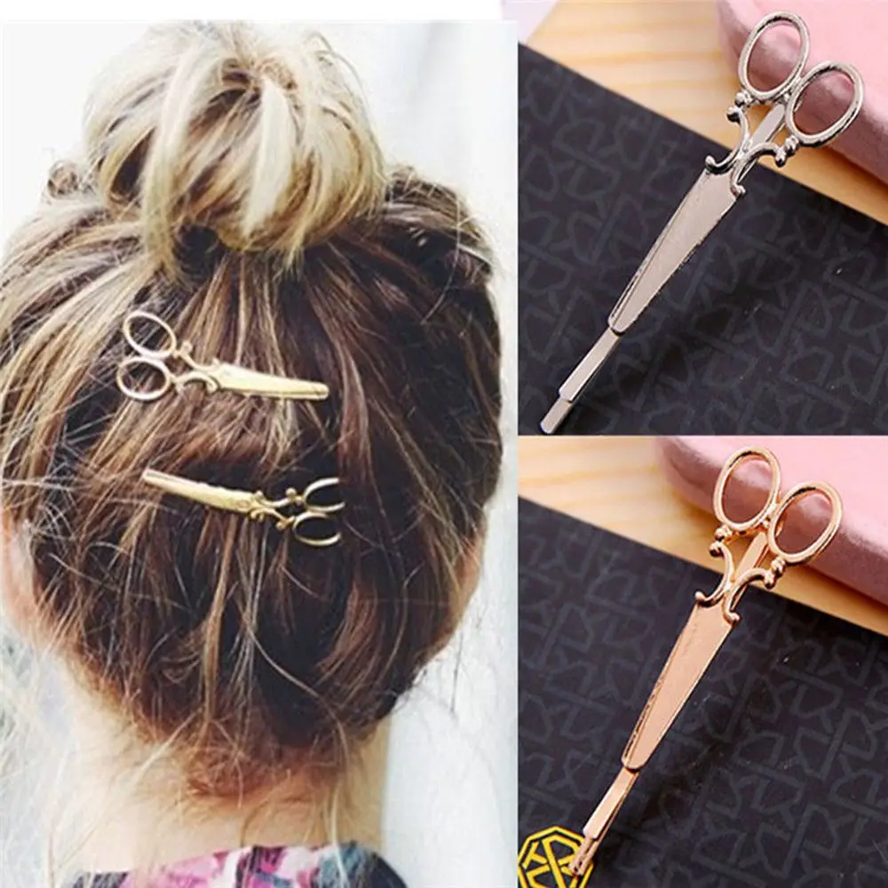 Hot 2pcs Cool Simple Head Jewelry Hair Pin Scissors Shears Clip For