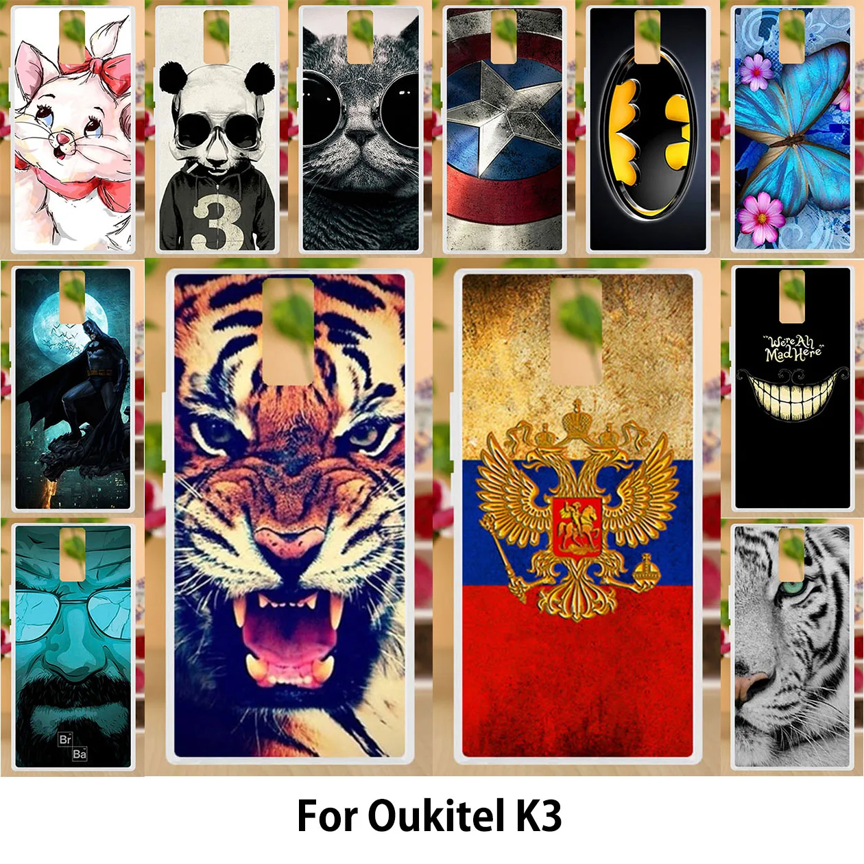 

Anunob For Oukitel K3 Case Silicone TPU Soft Covers For oukitel k3 cover Painting Cute Animals Tiger Flag Patterned Cases 5.5