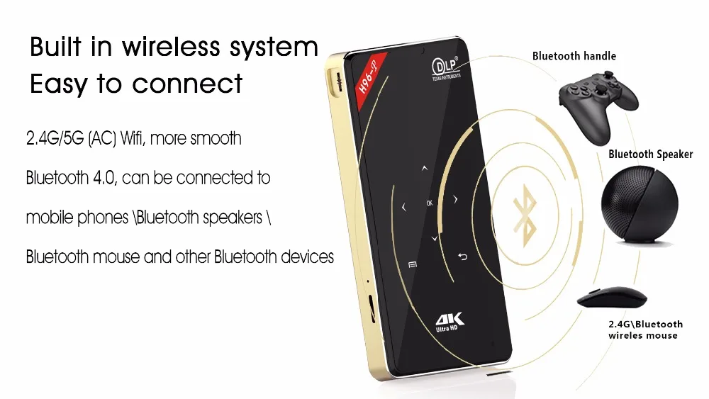 10-LINK-MI LM-H96-P(1GB+8GB) Amlogic S905 4K DLP project double wifi Bluetooth4.0 touch button keystone correction hd in OS5.1