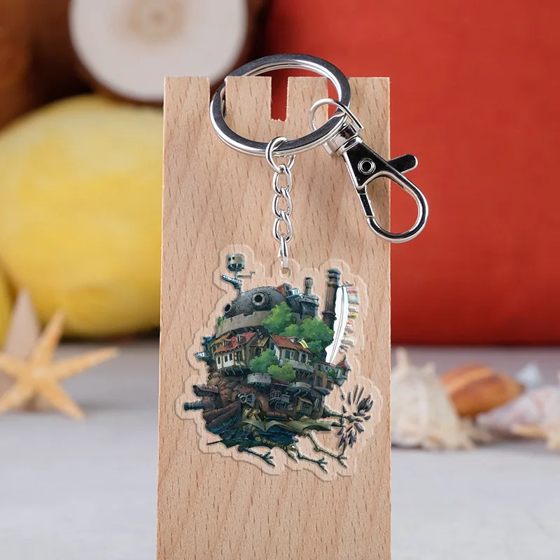

New Miyazaki Hayao Anime Howl's Moving Castle Cosplay Accessories Keychain Cute Pendant Plastic Key ring Child Adult Decoration