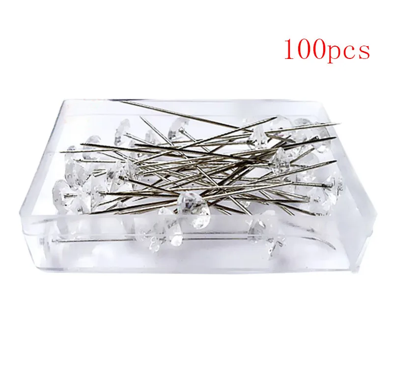 

100Pcs Clear Round Pearl Head Pins Crystal Diamante Wedding Corsage Bouquet Pins Crystal Diamante Corsage Pin 0131