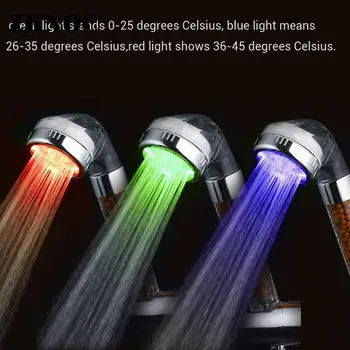 

1pc LED Shower Head Temperature Sensor Shower Head Anion Filter Water Flow Generator Spray Nozzle Bathroom Accessories Sets