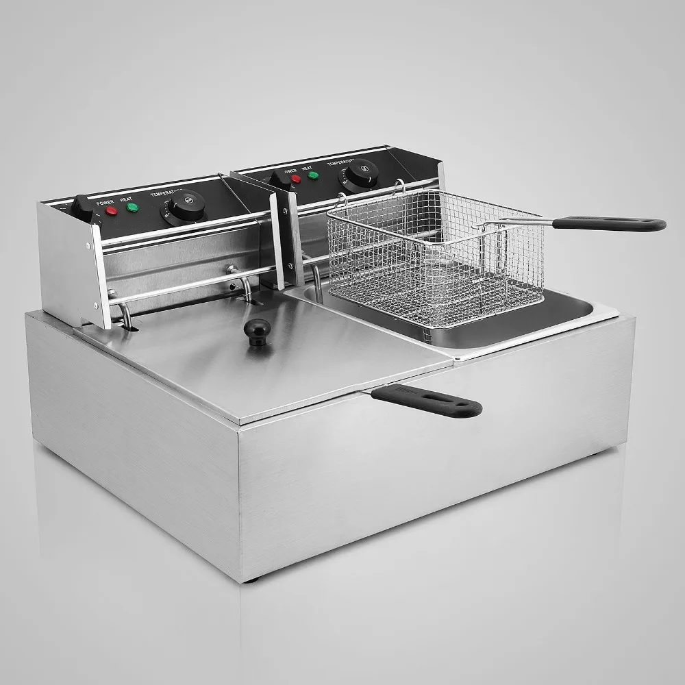 Фритюрница двойная корзина стальная Benchtop 5000 Вт 20 л | Электрические фритюрницы -32971860857