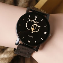 KEVIN New Design Women Watches Fashion Black Round Dial Stainless Steel Band Quartz Wrist Watch Mens Gifts Relogios Feminino
