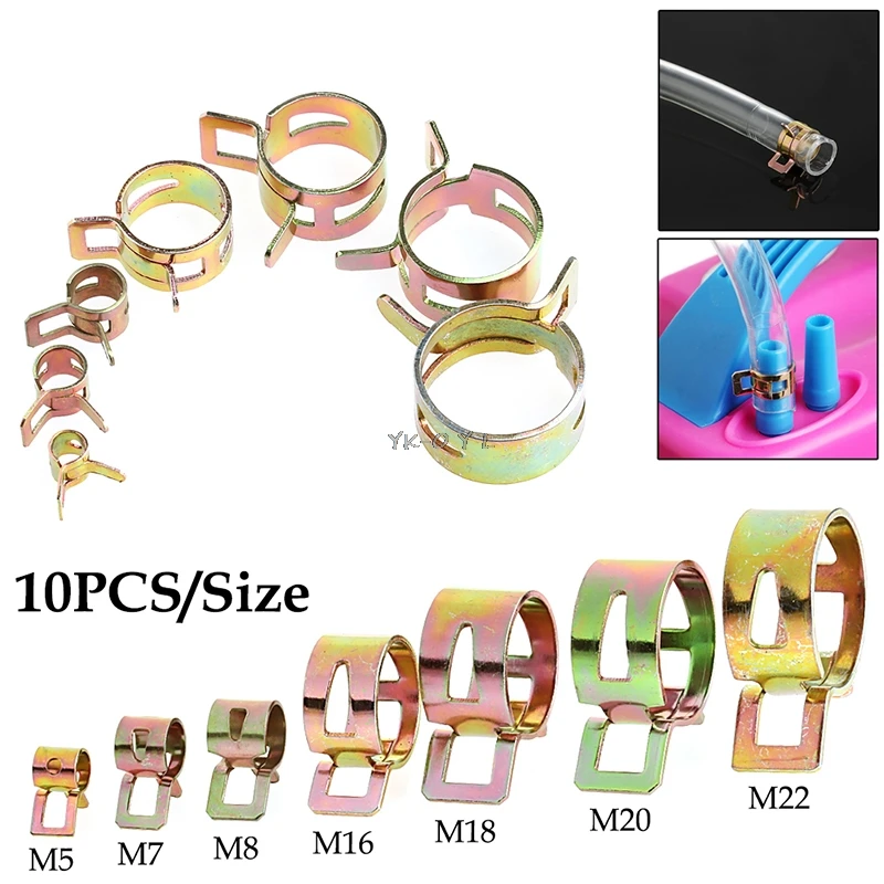 

10Pcs 5-22mm Spring Clip Fuel Line Hose Water Pipe Air Tube Clamps Fastener