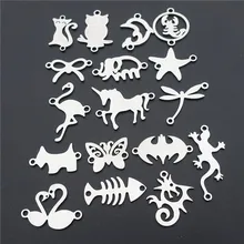 Соединители из нержавеющей стали животные лошадь Бэтмен кошка Фламинго Дельфин Ящерица Собака Лебедь Подвески Diy Изготовление, поиск ювелирных изделий 5 шт./лот