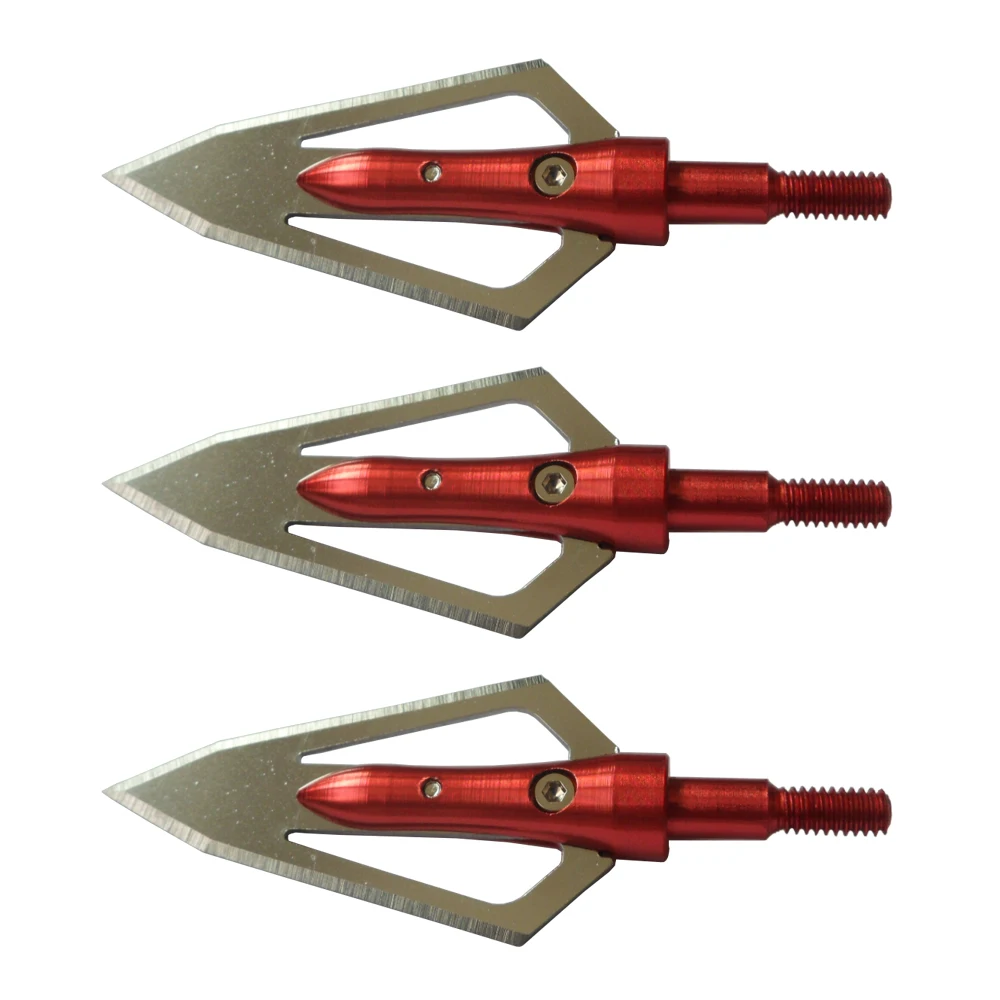 3Pcs Stainless Steel Flat Broadheads 100 Grain Screw Thread Archery