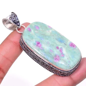 

Rubys Zoisite Pendant Silver Overlay over Copper , 65.3 mm, P6617