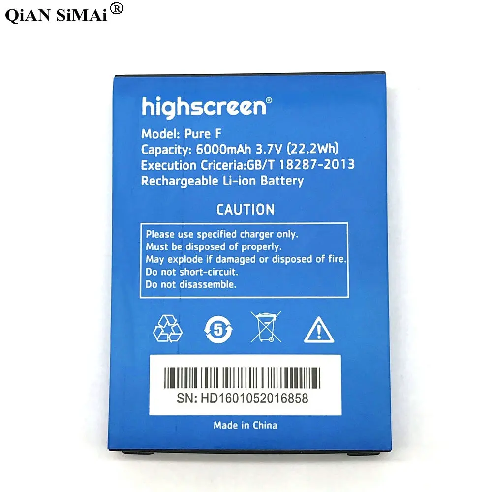 

New High Quality Pure F 6000mAh battery For Highscreen Boost2 Boost 2 phone+ Tracking number