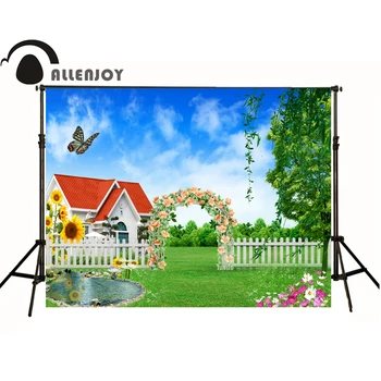 

Allenjoy photographic children background Housing sky garden pond christmas backdrops for photo studio