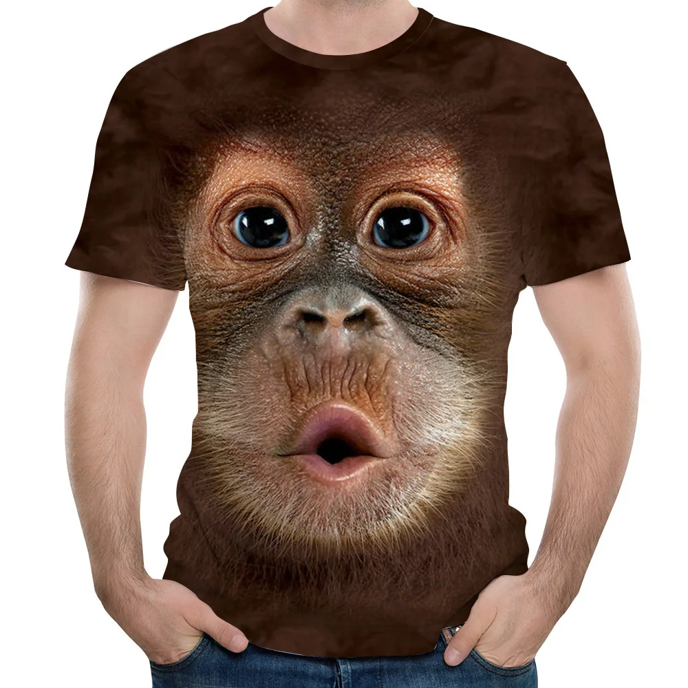 Мужские футболки, 3D принт с животными, футболка с изображением обезьяны, короткий рукав, Забавный дизайн, повседневные топы, мужские футболки на Хэллоуин, европейский размер