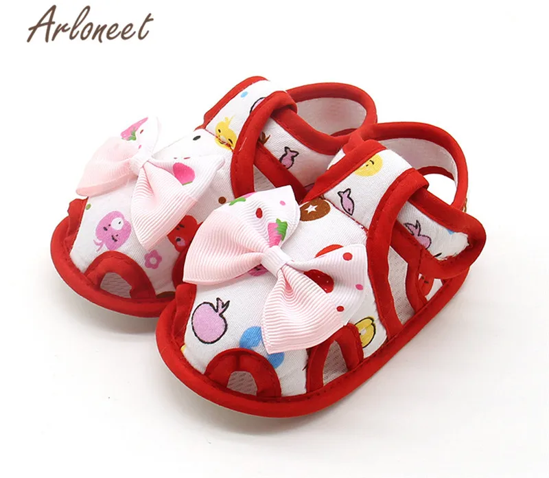 

ARLONEET 2019 baby boys Girls baby cotton fabric Canvas Anti-slip Shoes Bownot Sneaker Soft Sole Toddler Baby Cloth Crib Shoes