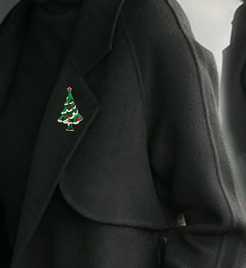 1pcs Colorful Green Paint Christmas Tree Brooches For Women  Sweater Accessories