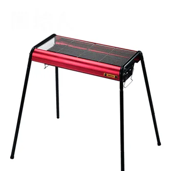 

Portable BBQ stove thickened outdoor stainless steel folding grill large charcoal barbecue stove height adjustable