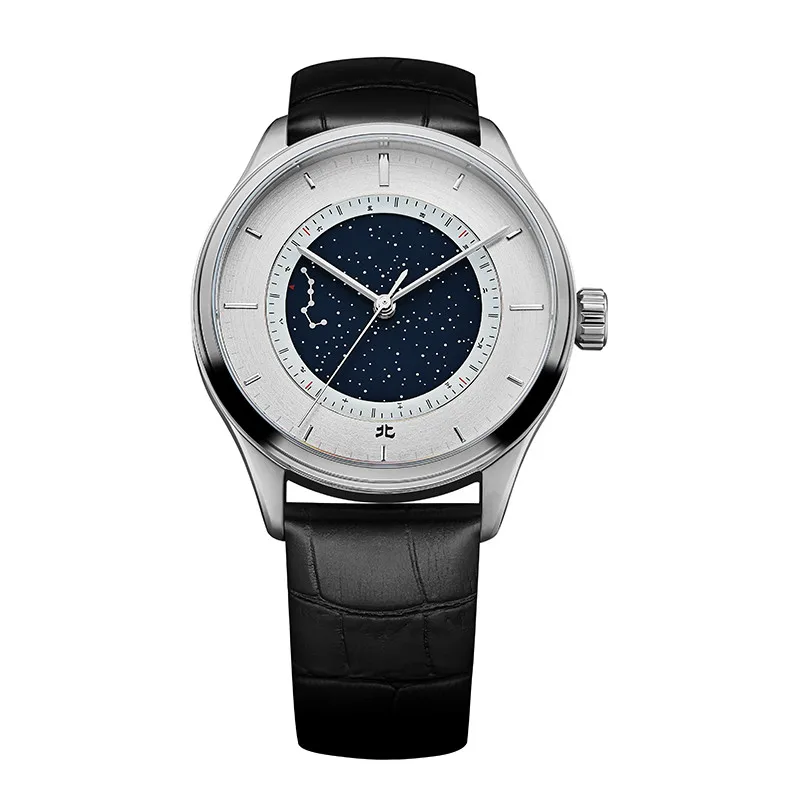 

Seagull Starry Sky Month Indicator 3 Hands Automatic Men's Watch Sea-gull 819.12.4000 Sapphire Crystal Genuine Leather