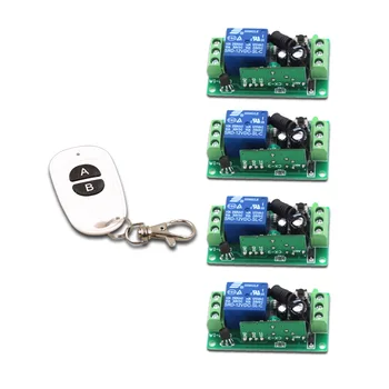 

New Item Hot Sales DC9V 12V 24V1CH RF 315/433mhz Wireless Remote Control Switch 4 X Receiver &1X Transmitter with Two Buttons