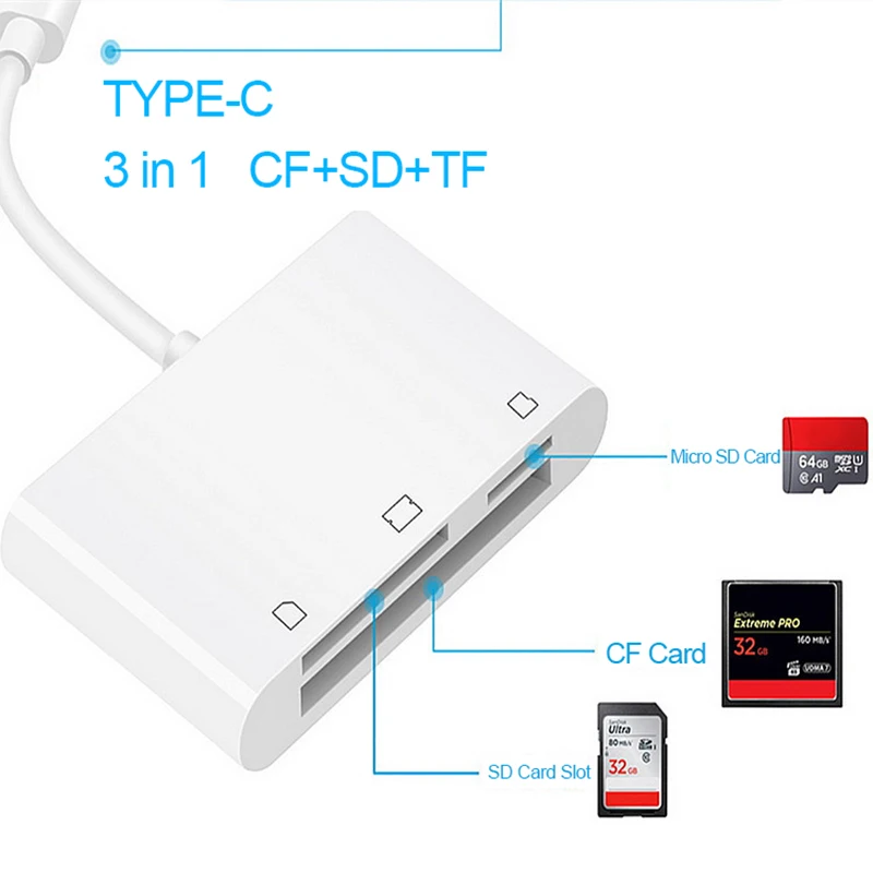 UTHAI C05 type-C Мульти адаптер для PD зарядки USB разъем SD TF CF кард-ридер для Macbook ноутбука iPad pro HUAWEI Xiaomi - Цвет: Type-c(CF 3 in 1)