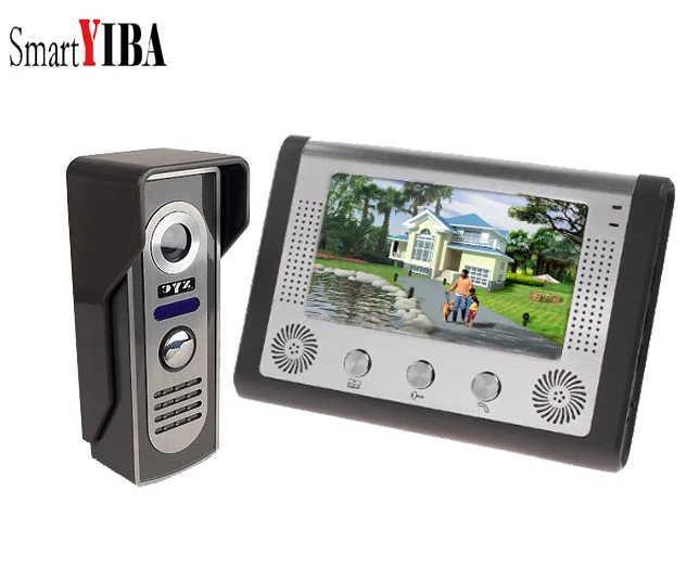 SmartYIBA 7 дюймов проводной видео дверной телефон домофон система видео дверной звонок Комплект Поддержка мониторинга разблокировка двойной